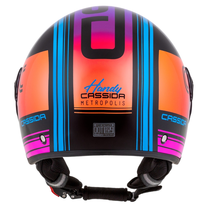 Cassida Handy Metropolis Black-Turquoise Gradient Open motociklu ķivere