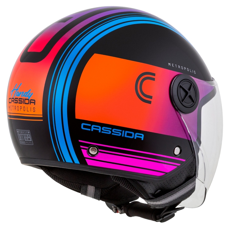 Cassida Handy Metropolis Black-Turquoise Gradient Open motociklu ķivere