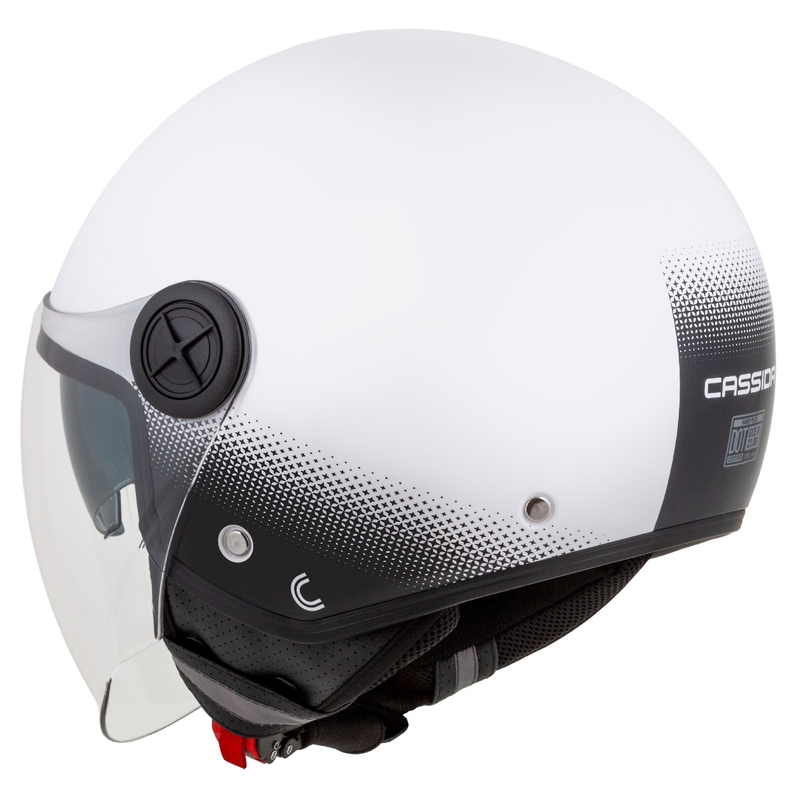 Cassida Handy Plus atvērtā motociklista ķivere balta-melna