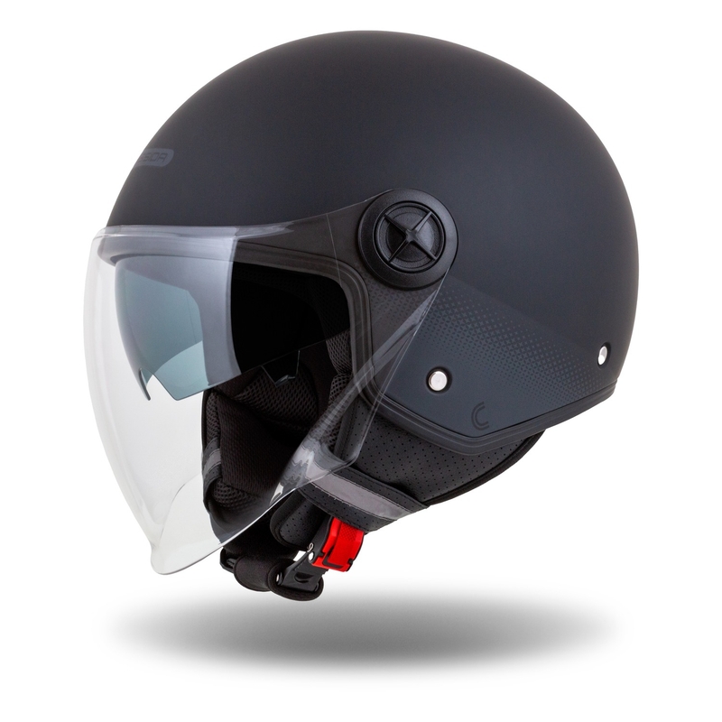 Cassida Handy Plus atvērta moto ķivere melns-pelēks