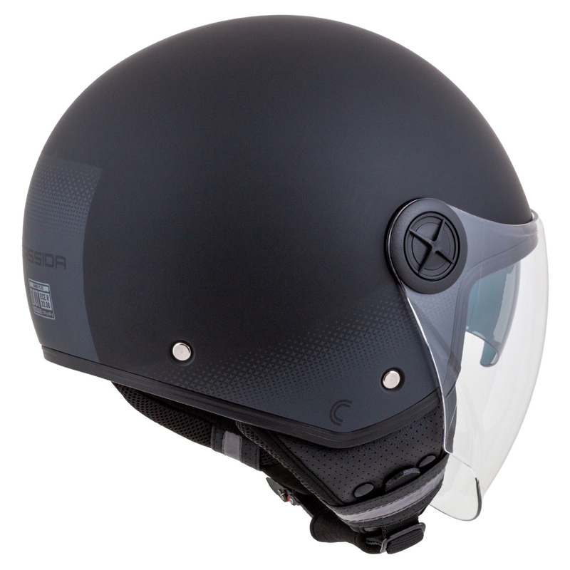Cassida Handy Plus atvērta moto ķivere melns-pelēks