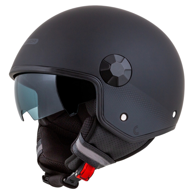 Cassida Handy Plus atvērta moto ķivere melns-pelēks