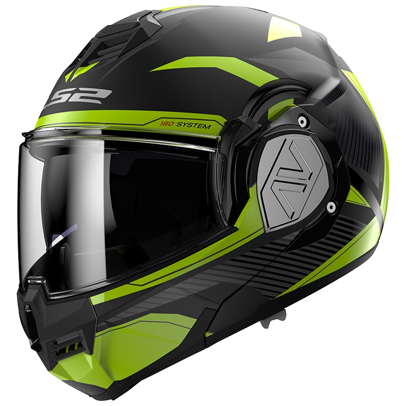 Flip-up motociklu ķivere LS2 FF906 Advant Revo melns-fluo dzeltens matēts