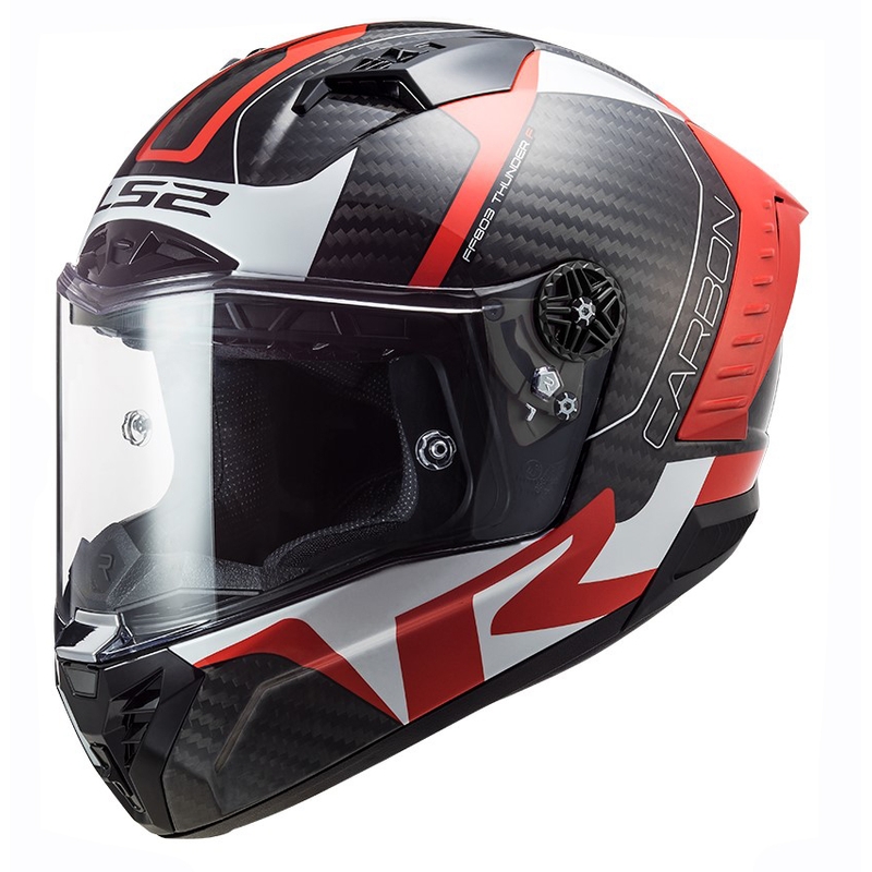 LS2 FF805 Thunder C Racing1 melnā-baltā-sarkanā integrālā motocikla ķivere