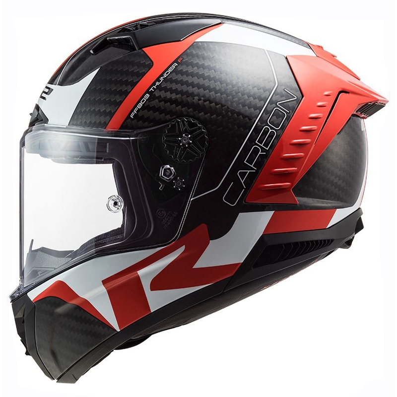 LS2 FF805 Thunder C Racing1 melnā-baltā-sarkanā integrālā motocikla ķivere