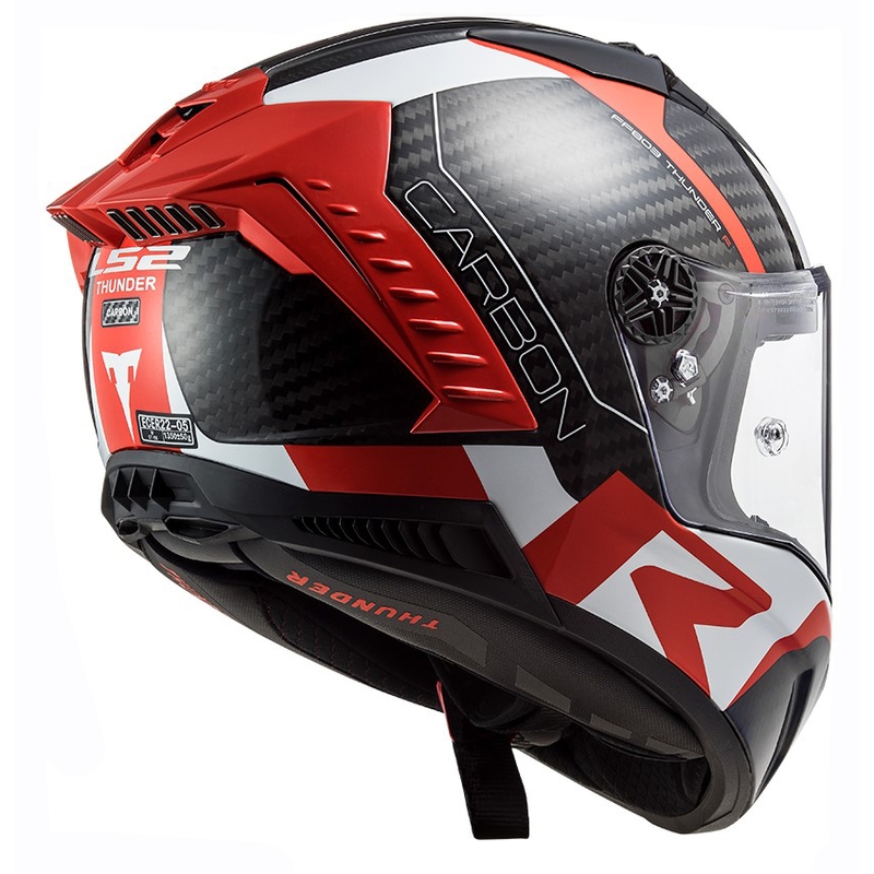 LS2 FF805 Thunder C Racing1 melnā-baltā-sarkanā integrālā motocikla ķivere
