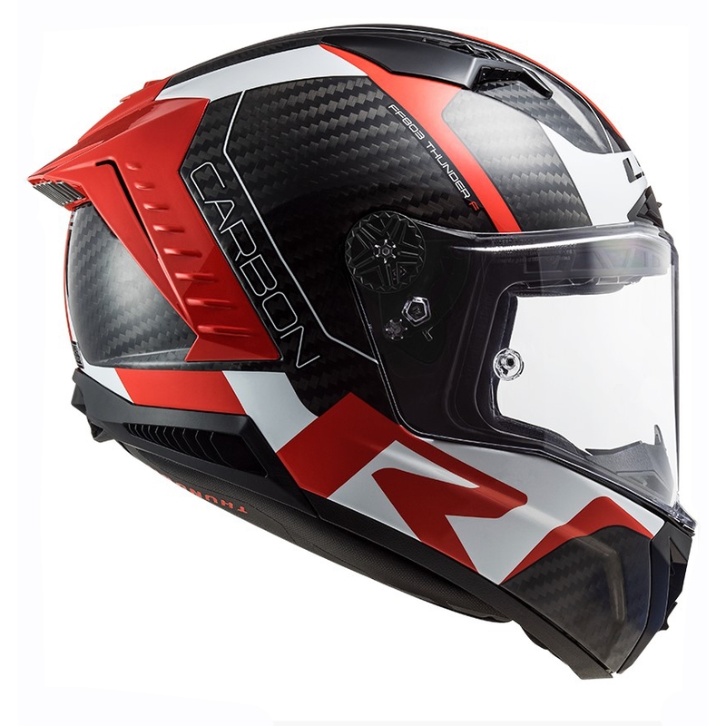 LS2 FF805 Thunder C Racing1 melnā-baltā-sarkanā integrālā motocikla ķivere