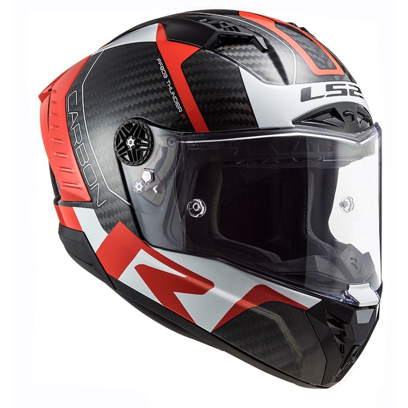 LS2 FF805 Thunder C Racing1 melnā-baltā-sarkanā integrālā motocikla ķivere