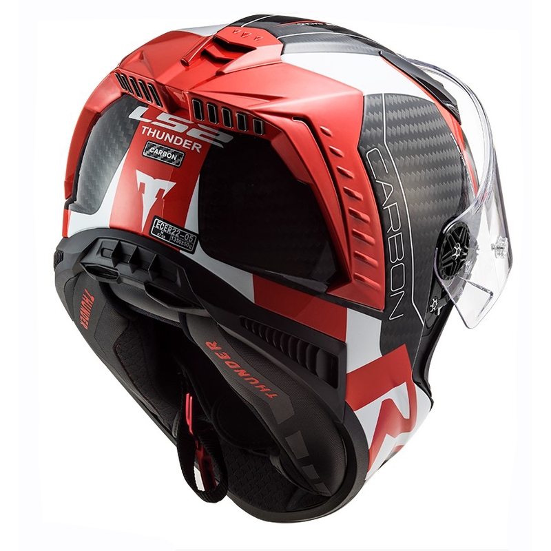 LS2 FF805 Thunder C Racing1 melnā-baltā-sarkanā integrālā motocikla ķivere