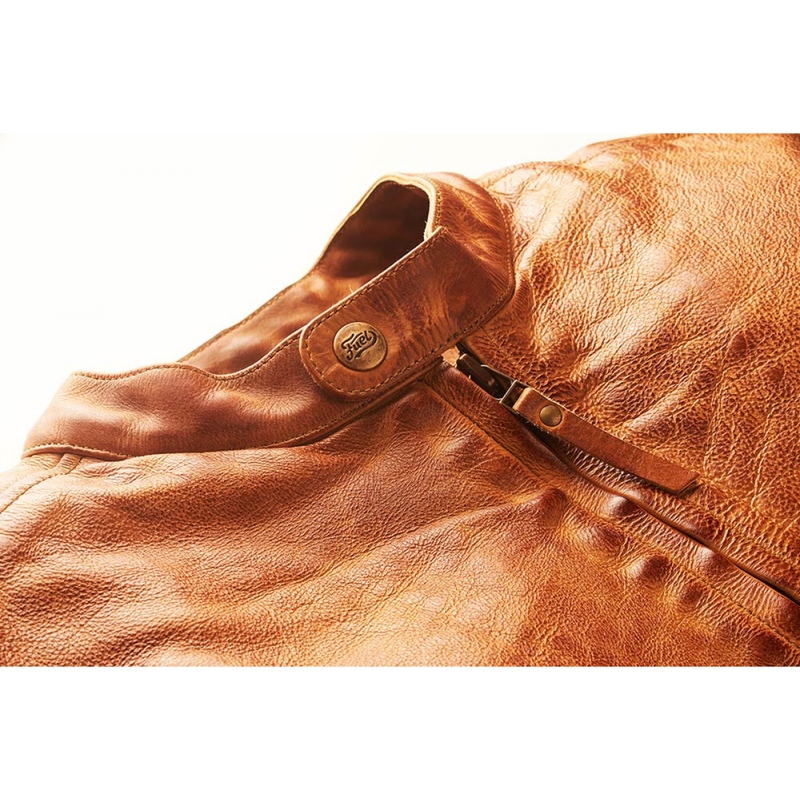 Degviela Bourbon Brown Ādas motocikla jaka izpārdošana