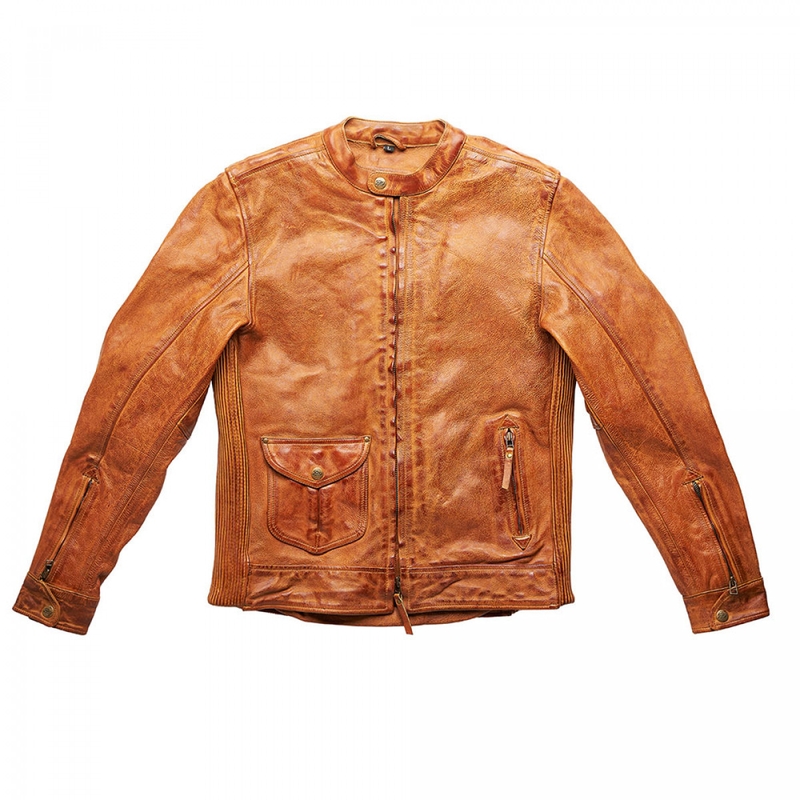Degviela Bourbon Brown Ādas motocikla jaka izpārdošana