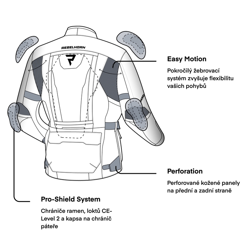 Rebelhorn Hardy II motocikla jaka melna izpārdošana