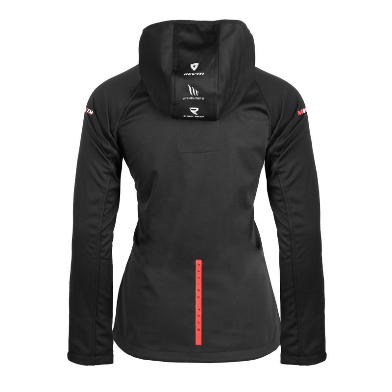 Sieviešu MotoZem Racing Team melnā un sarkanā softshell jaka