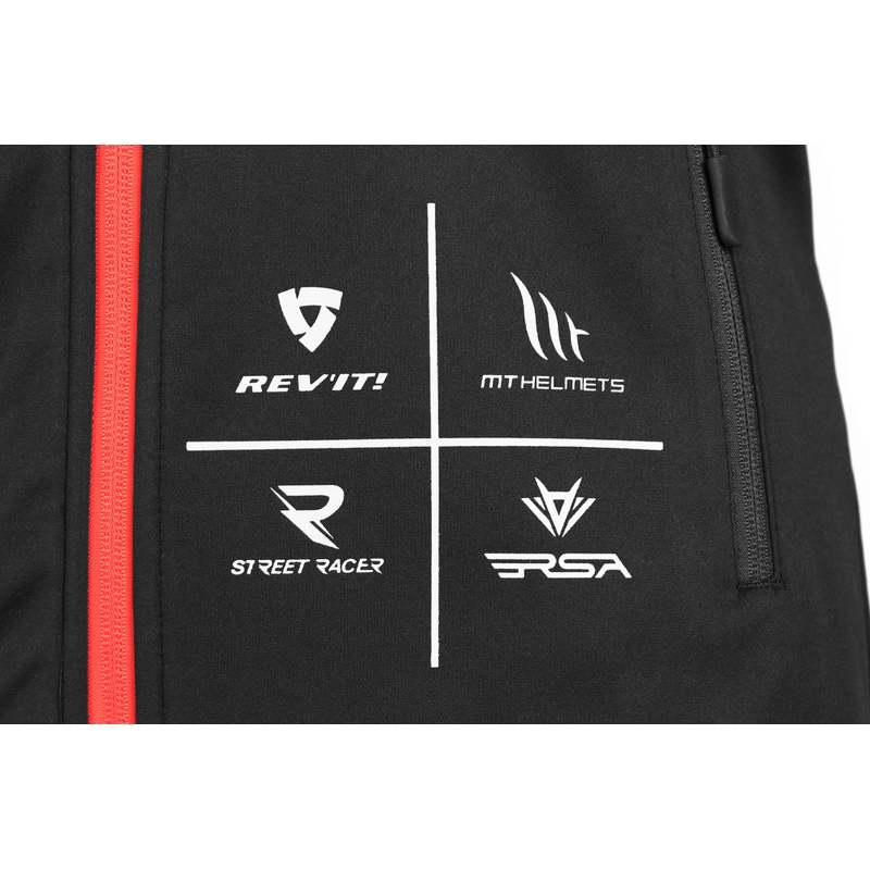 Sieviešu MotoZem Racing Team melnā un sarkanā softshell jaka