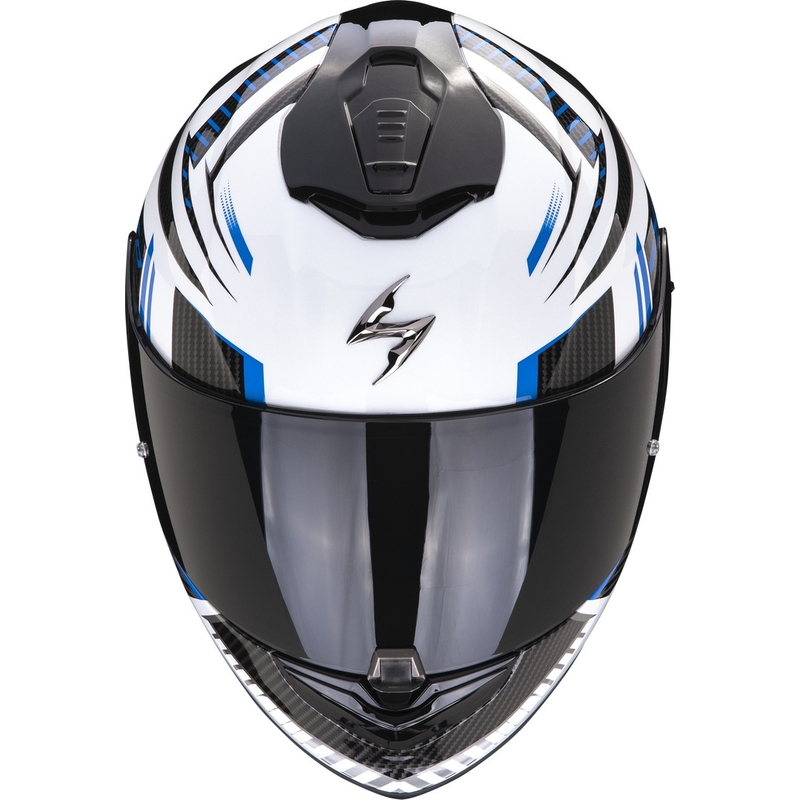 Integrēta motocikla ķivere Scorpion EXO-1400 EVO Air Shell balts-zils