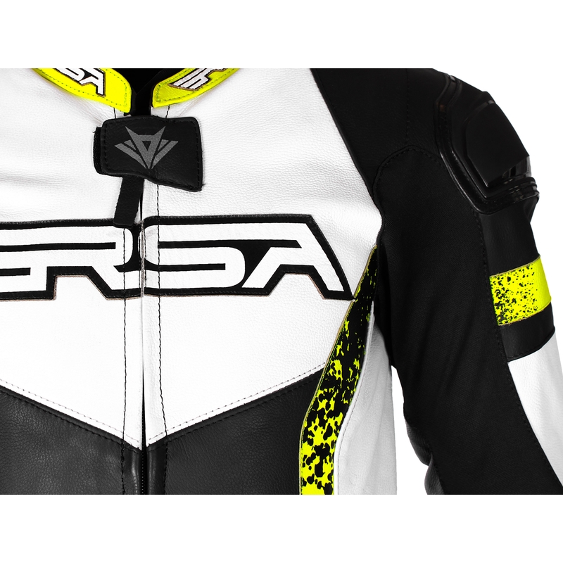 RSA Imola 2 melns-balts-fluo dzeltens motocikla kombinezons izpārdošana