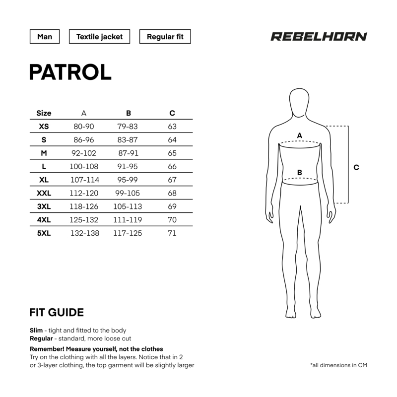 Rebelhorn Patrol melns-pelēks-fluo dzeltens motocikla jaka