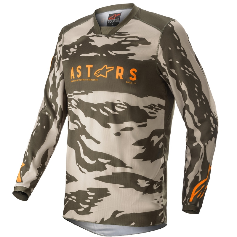 Bērnu motokrosa krekliņš Alpinestars Racer Tactical camo green-beige-orange