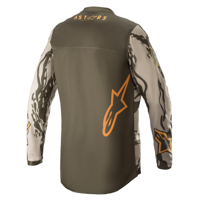 Bērnu motokrosa krekliņš Alpinestars Racer Tactical camo green-beige-orange