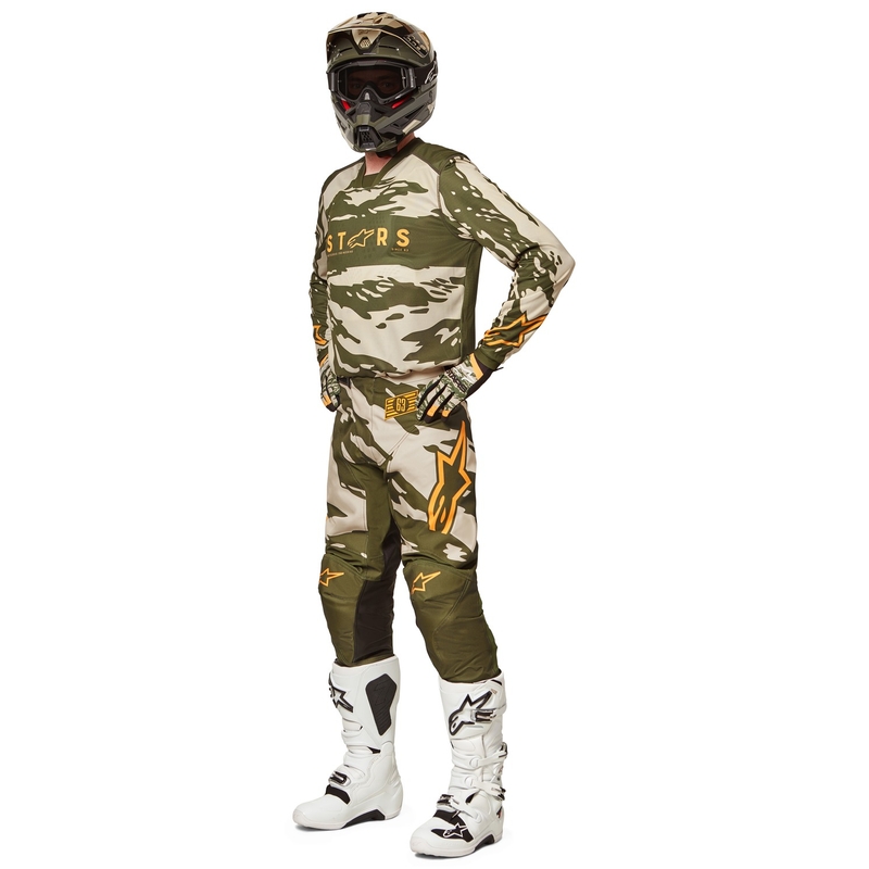 Bērnu motokrosa krekliņš Alpinestars Racer Tactical camo green-beige-orange