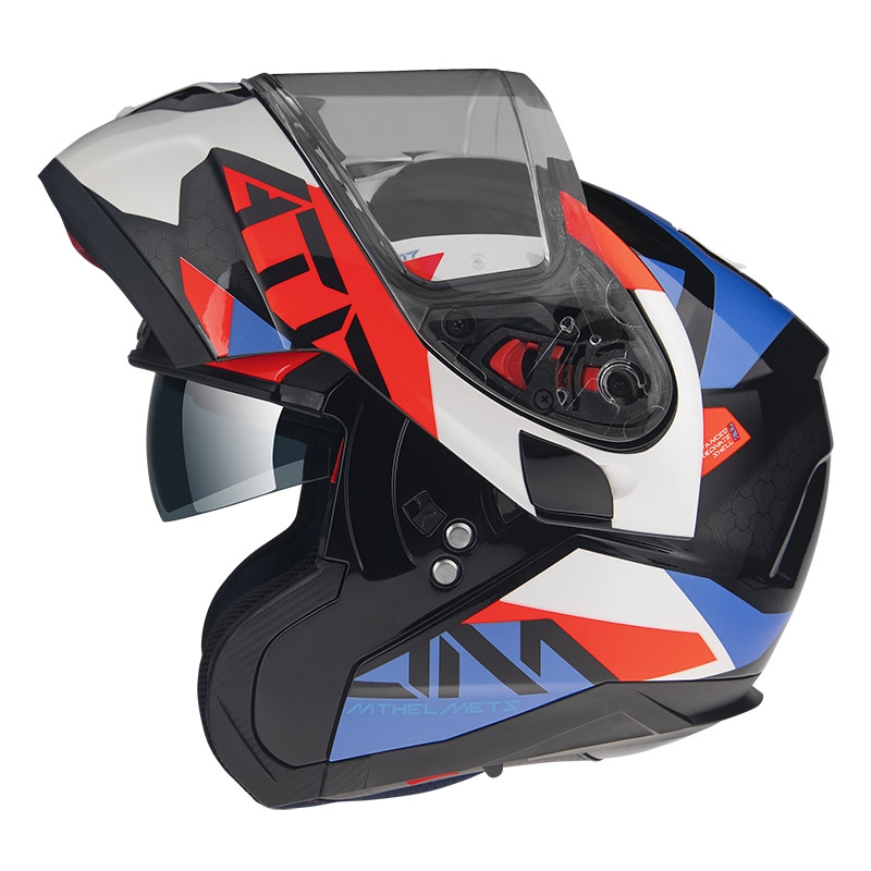 Vyklápěcí přilba na motorku MT Atom SV W17 A7 černo-červeno-modro-bílá výprodej