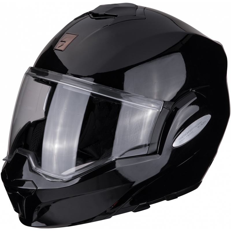 Flip-up ķivere Scorpion EXO-TECH EVO melna spīdīga