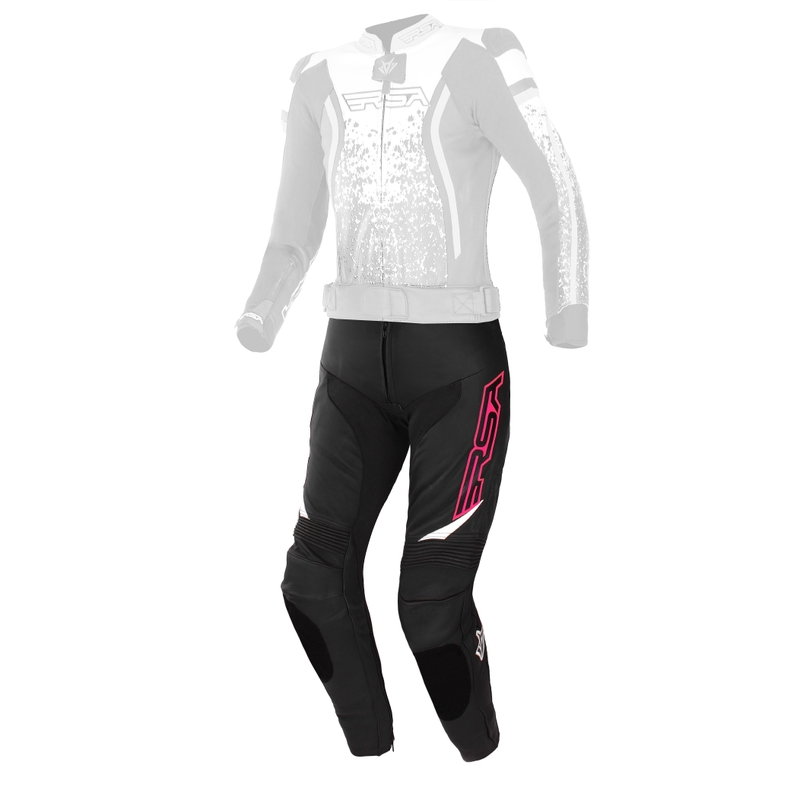 Sieviešu RSA GT2 Black-White-Fluo Pink motocikla bikses izpārdošana