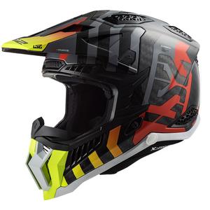 Motokrosa ķivere LS2 MX703 C X-Force Barrier H-V melns-pelēks-sarkans-dzeltens