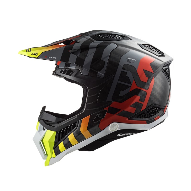 Motokrosa ķivere LS2 MX703 C X-Force Barrier H-V melns-pelēks-sarkans-dzeltens