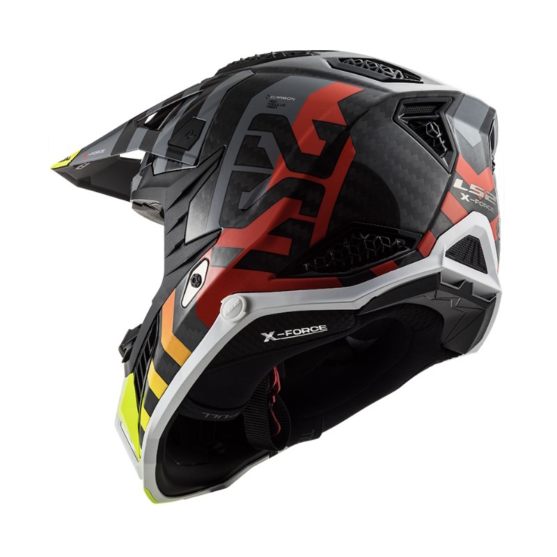 Motokrosa ķivere LS2 MX703 C X-Force Barrier H-V melns-pelēks-sarkans-dzeltens