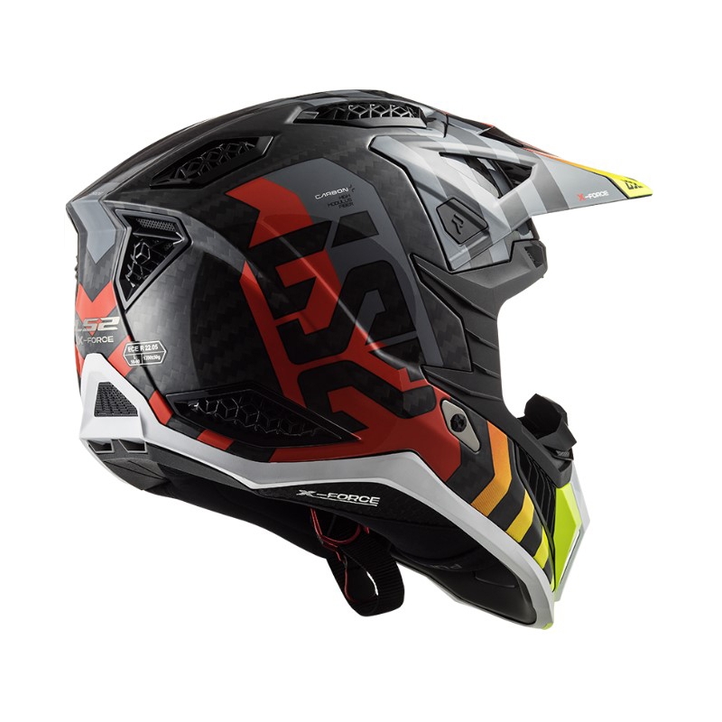 Motokrosa ķivere LS2 MX703 C X-Force Barrier H-V melns-pelēks-sarkans-dzeltens