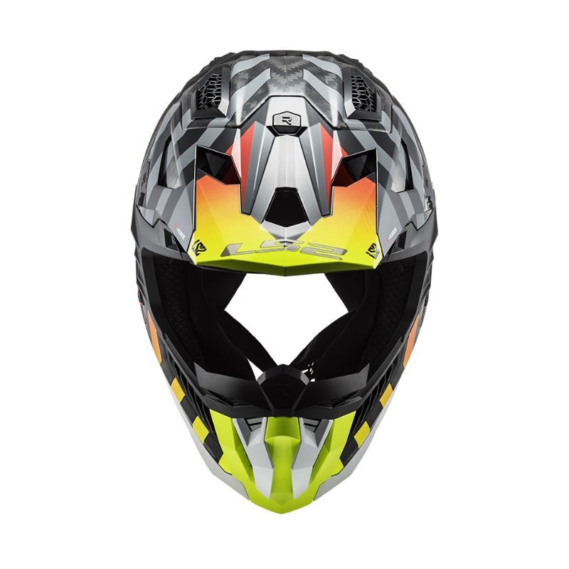 Motokrosa ķivere LS2 MX703 C X-Force Barrier H-V melns-pelēks-sarkans-dzeltens