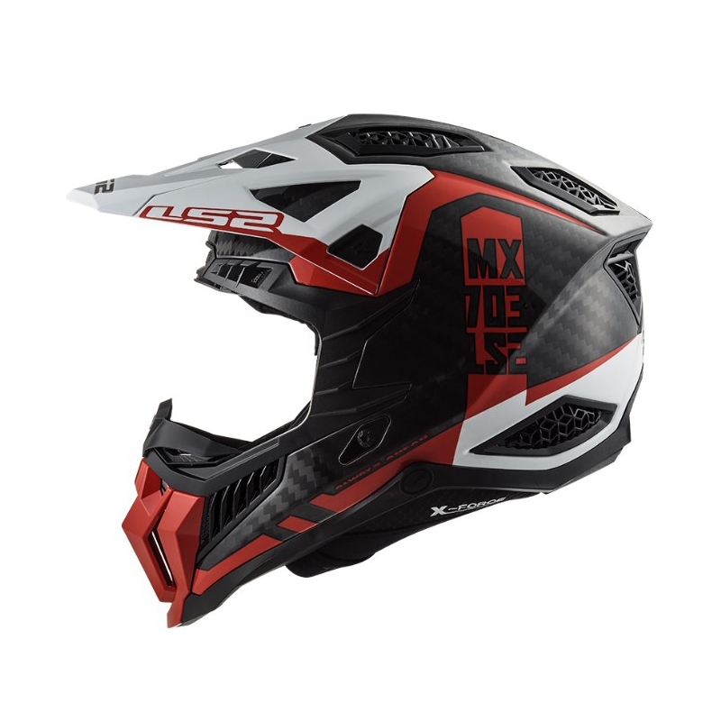 Motokrosa ķivere LS2 MX703 C X-Force Victory melns-arkans-balts