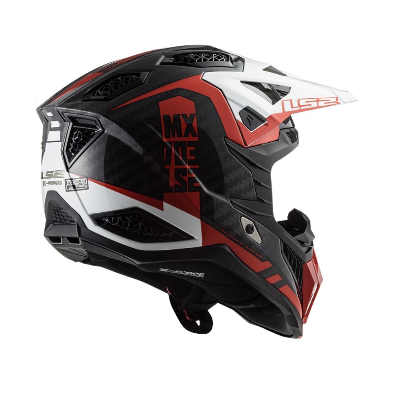 Motokrosa ķivere LS2 MX703 C X-Force Victory melns-arkans-balts