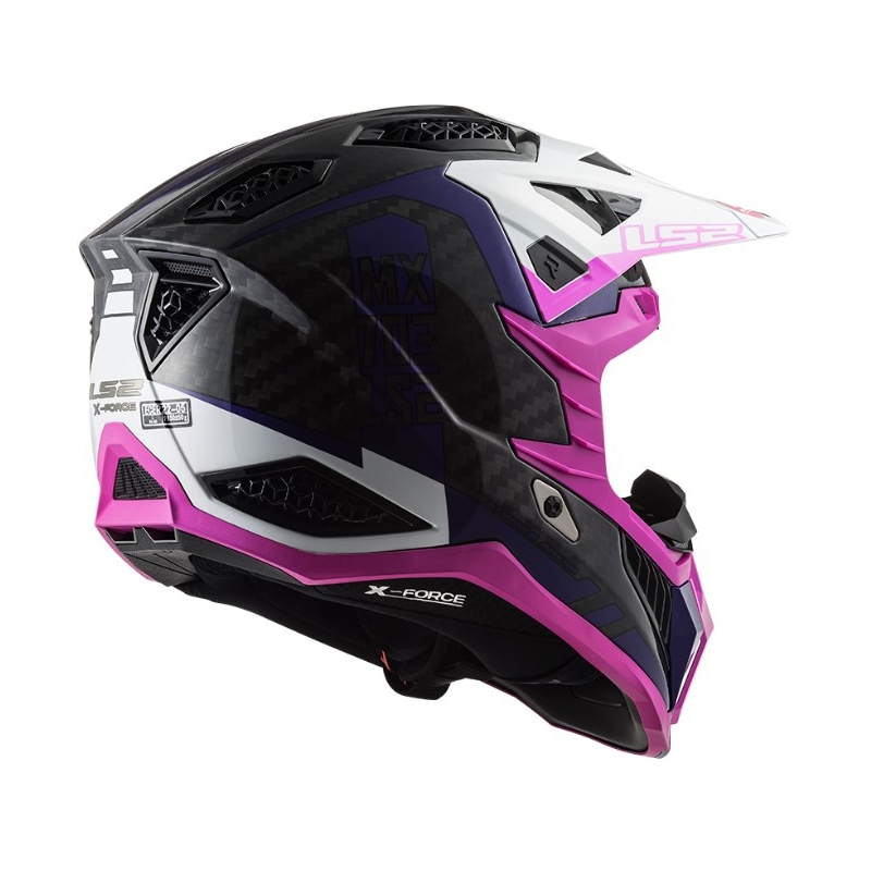 Motokrosa ķivere LS2 MX703 C X-Force Victory melns-balts-violeti-rozā