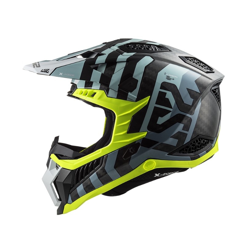 Motokrosa ķivere LS2 MX703 C X-Force Barrier melns-zils-fluo dzeltens