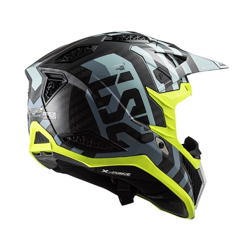 Motokrosa ķivere LS2 MX703 C X-Force Barrier melns-zils-fluo dzeltens