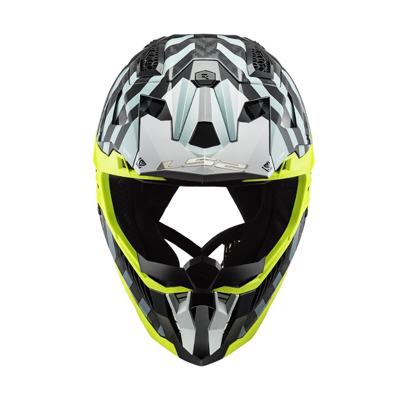 Motokrosa ķivere LS2 MX703 C X-Force Barrier melns-zils-fluo dzeltens