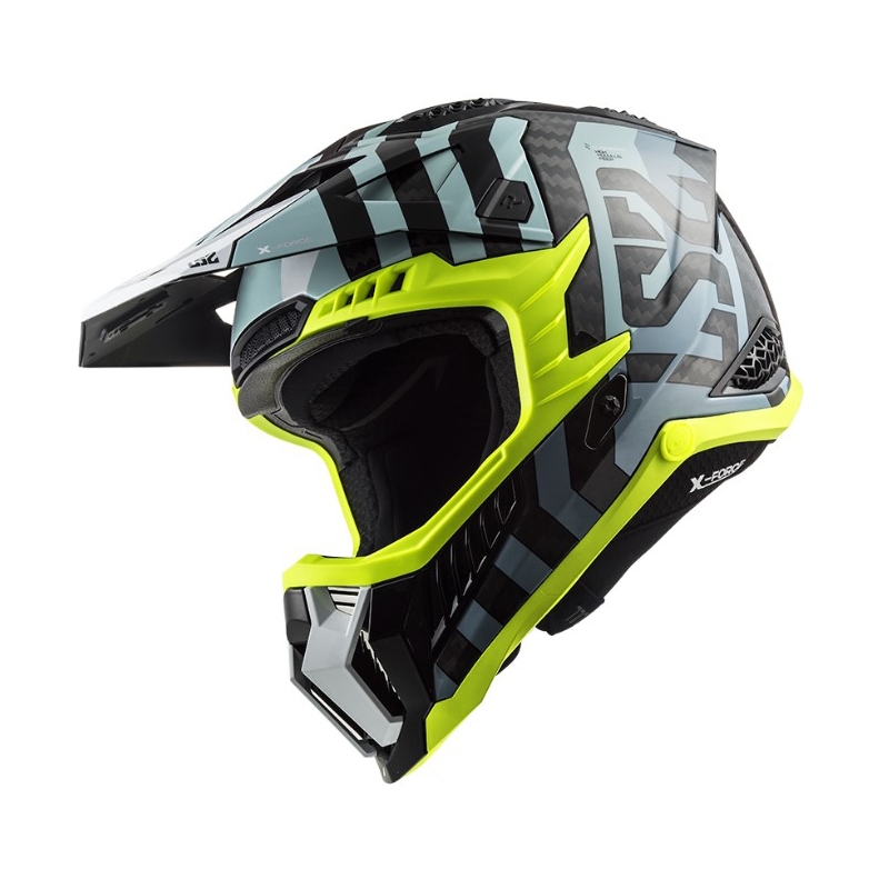 Motokrosa ķivere LS2 MX703 C X-Force Barrier melns-zils-fluo dzeltens