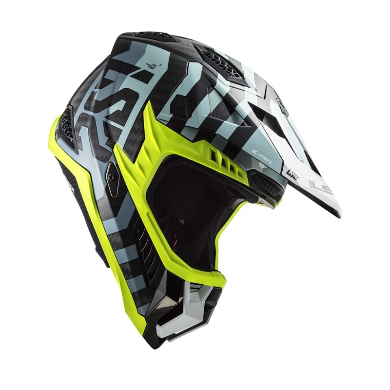 Motokrosa ķivere LS2 MX703 C X-Force Barrier melns-zils-fluo dzeltens