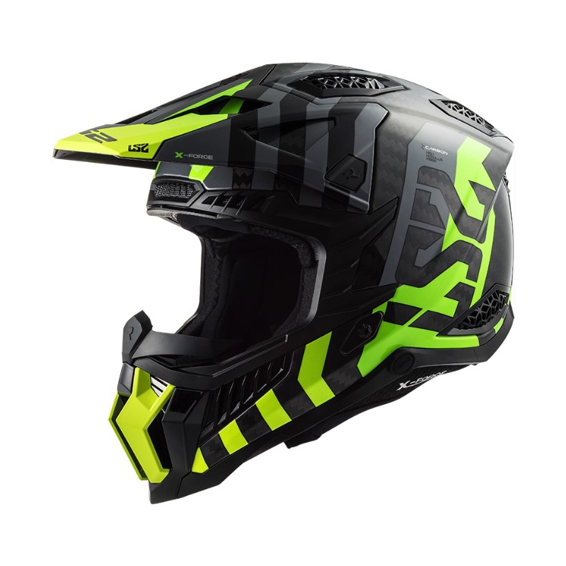 Motokrosa ķivere LS2 MX703 C X-Force Barrier H-V melns-pelēks-fluo dzeltens
