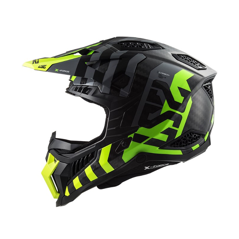 Motokrosa ķivere LS2 MX703 C X-Force Barrier H-V melns-pelēks-fluo dzeltens