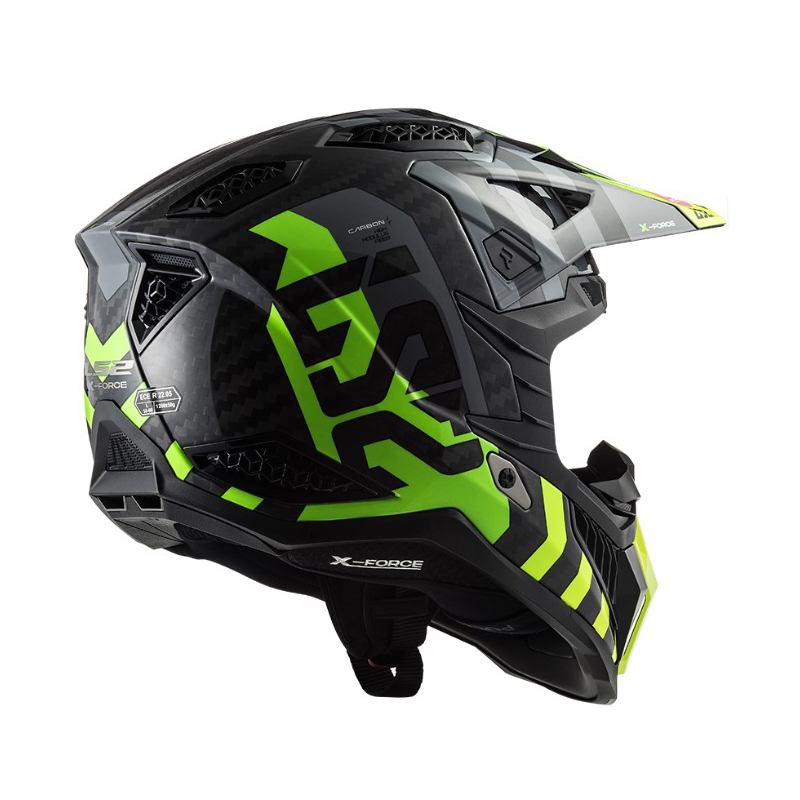 Motokrosa ķivere LS2 MX703 C X-Force Barrier H-V melns-pelēks-fluo dzeltens