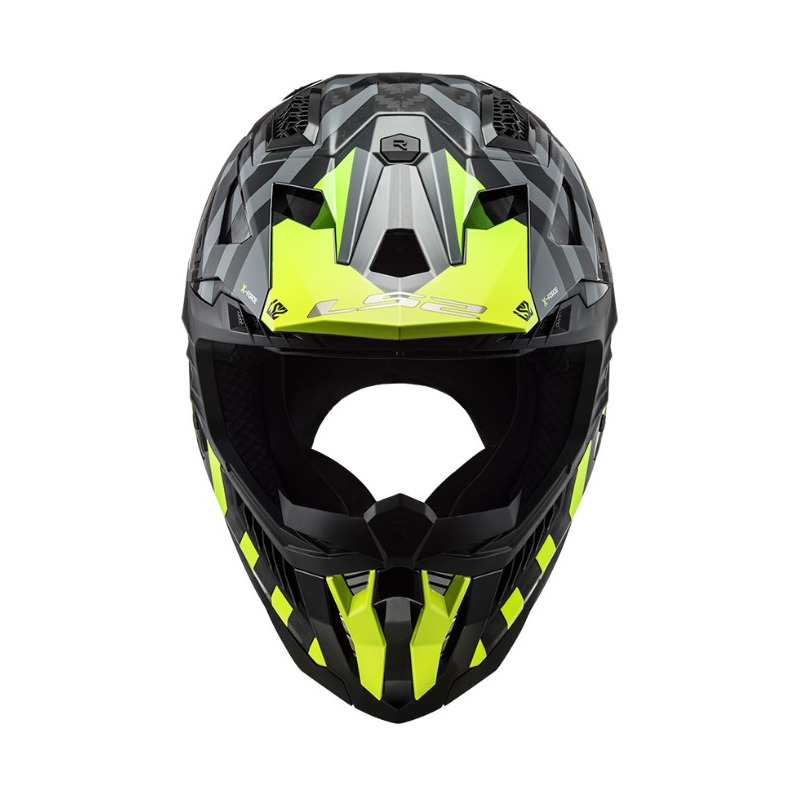 Motokrosa ķivere LS2 MX703 C X-Force Barrier H-V melns-pelēks-fluo dzeltens