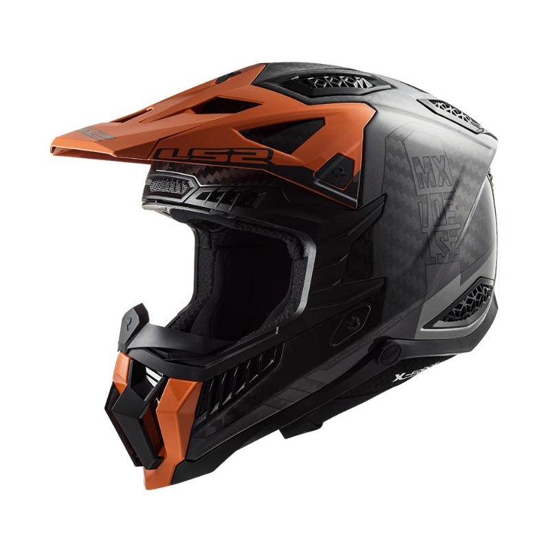 Motokrosa ķivere LS2 MX703 C X-Force Victory melna-titāna-oranža krāsā