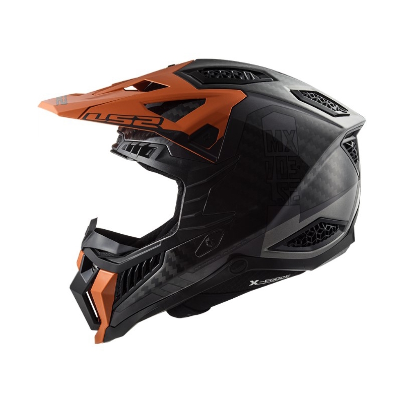 Motokrosa ķivere LS2 MX703 C X-Force Victory melna-titāna-oranža krāsā