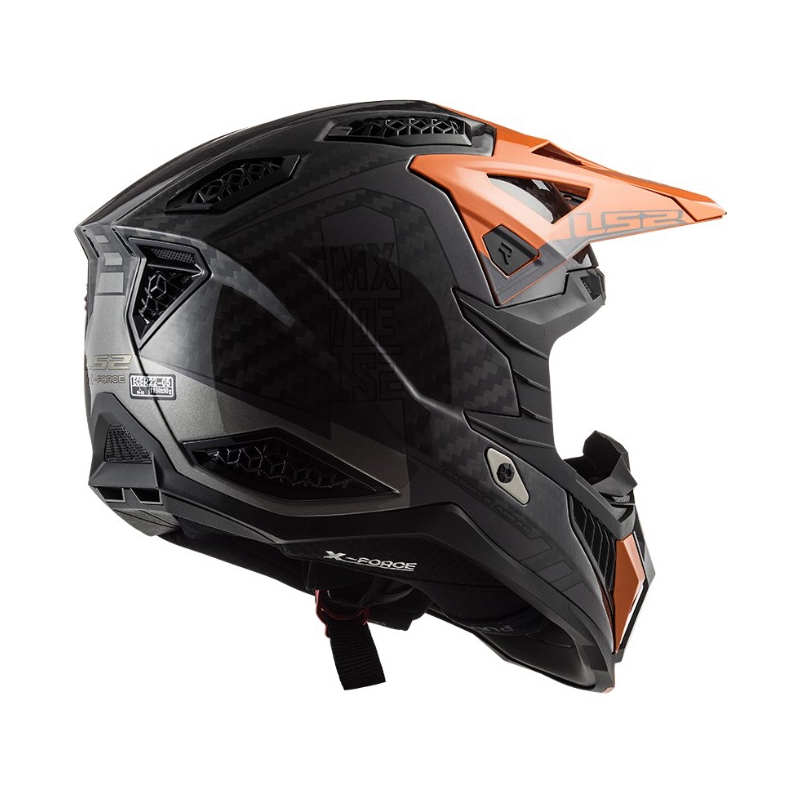 Motokrosa ķivere LS2 MX703 C X-Force Victory melna-titāna-oranža krāsā