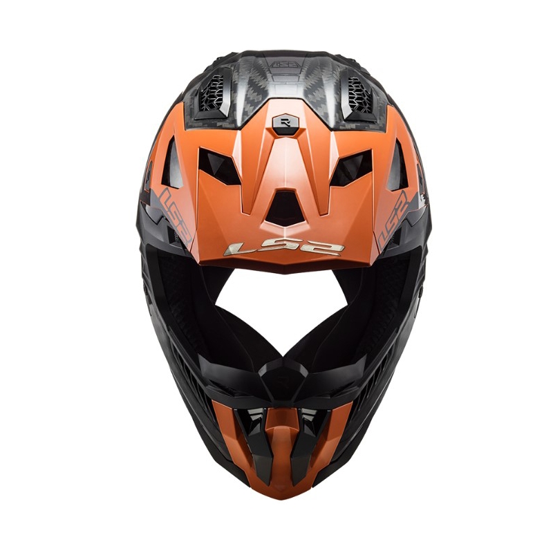Motokrosa ķivere LS2 MX703 C X-Force Victory melna-titāna-oranža krāsā
