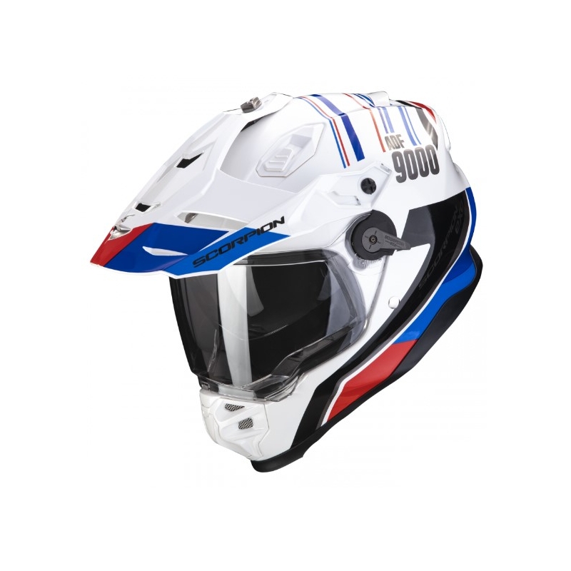 Enduro moto ķivere SCORPION ADF-9000 AIR Desert balta-zilā-sarkana izpārdošana