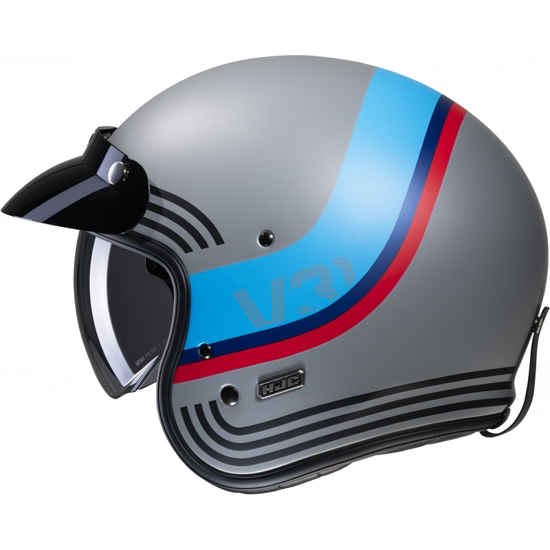 Atvērtā motociklu ķivere HJC V31 Byron MC21SF sarkanā-zilā-melnā-pelēkā krāsā